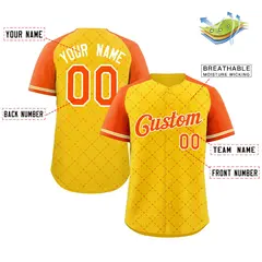 Gold Orange-White Rhombus Authentic Baseball Jersey 2