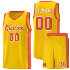 Gold Orange White Side Splash Basketball Jersey