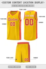 Gold Orange White Side Splash Basketball Jersey 2
