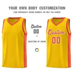 Gold Orange White Side Splash Basketball Jersey 3