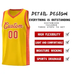 Gold Orange White Side Splash Basketball Jersey 5