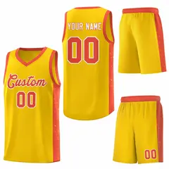 Gold Orange White Side Splash Basketball Jersey 6
