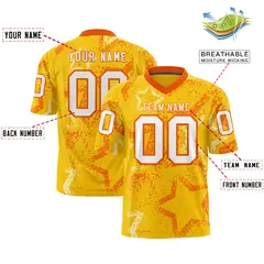 Gold Orange-White Star Graffiti Authentic Football Jersey 2