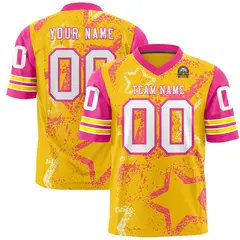 Gold Orange White Star Pattern Authentic Football Jersey