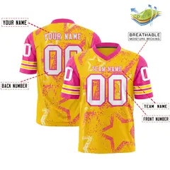 Gold Orange White Star Pattern Authentic Football Jersey 2