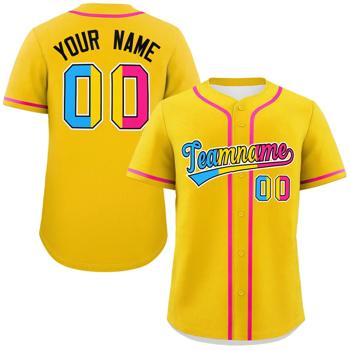 Gold Pansexuality Pride Month Authentic Baseball Jersey