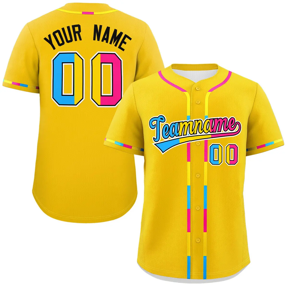 Gold Pansexuality Pride Month Authentic Baseball Jersey