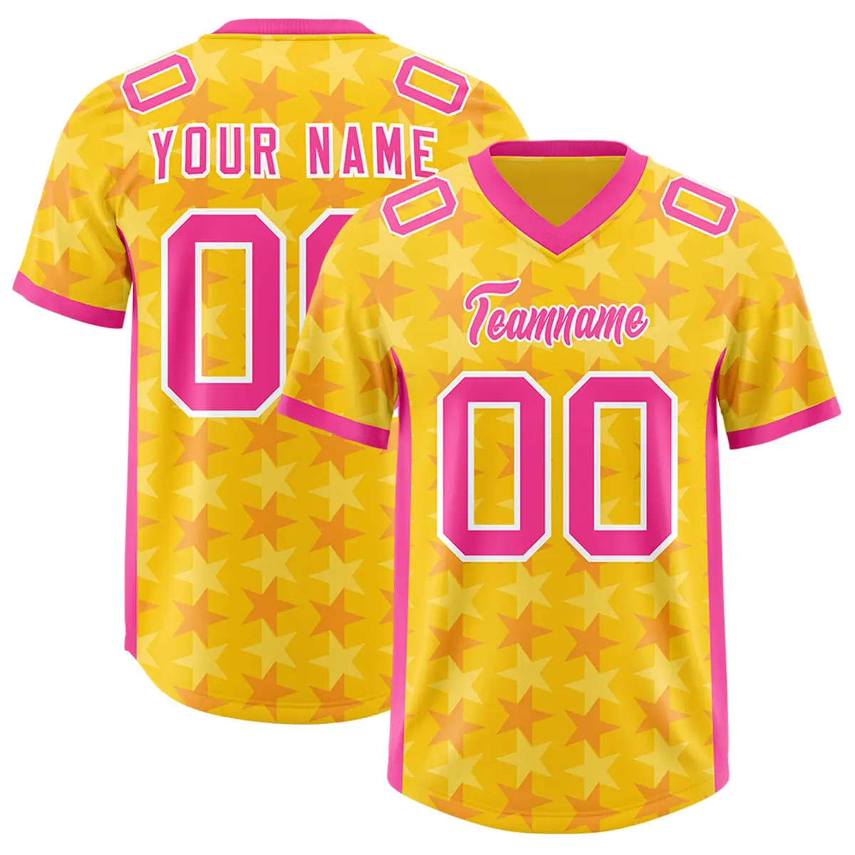 Gold Pink All Star Graffiti Pattern Football Jersey