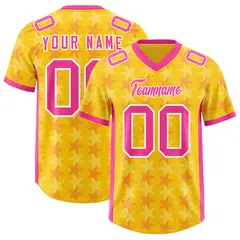 Gold Pink All Star Graffiti Pattern Football Jersey 1