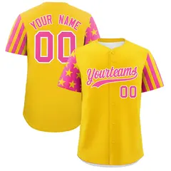 Gold Pink American Flag Raglan Baseball Jersey 1