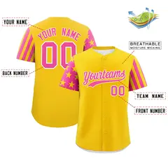Gold Pink American Flag Raglan Baseball Jersey 2