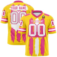 Gold Pink and White Graffiti Flag Football Jersey 1