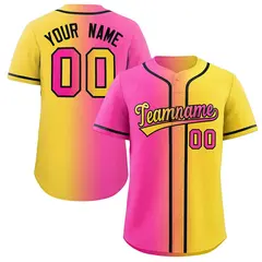 Gold Pink-Black Gradient Fashion Baseball Jersey 1