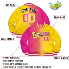 Gold Pink-Black Gradient Varsity Letterman Bomber Jacket 2