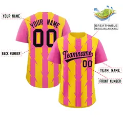 Gold Pink Blade Pattern Raglan Baseball Jersey 2