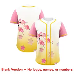 Gold Pink Cherry Blossom Graffiti Baseball Jersey 6