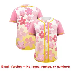 Gold Pink Cherry Blossom Graffiti Baseball Jersey 7