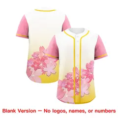 Gold Pink Cherry Blossom Graffiti Baseball Jersey 7