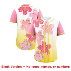 Gold Pink Cherry Blossom Graffiti Baseball Jersey 7