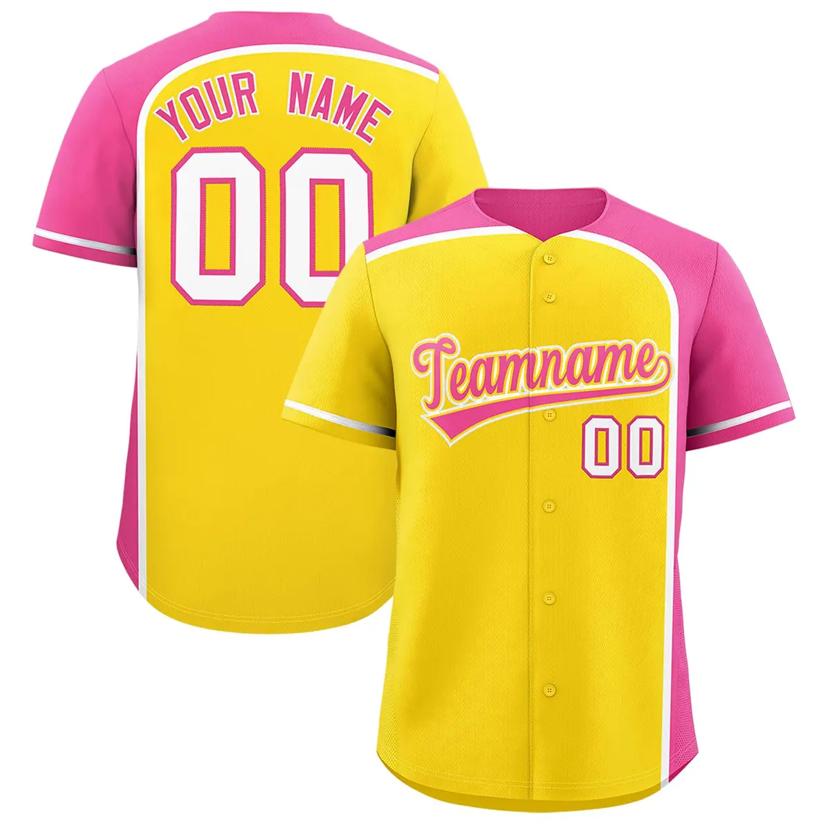 Gold Pink Color Block Authentic Baseball Jersey