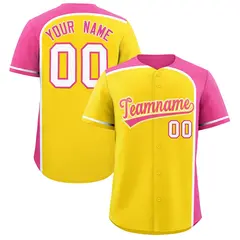 Gold Pink Color Block Authentic Baseball Jersey 1