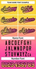 Gold Pink Gold-Black Gradient Two-Button Softball Jersey 4