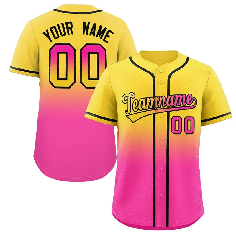 Gold Pink Gradient Fashion Baseball Jersey