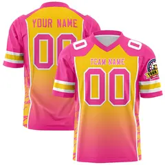 Gold Pink Gradient Side Pattern Authentic Football Jersey 1