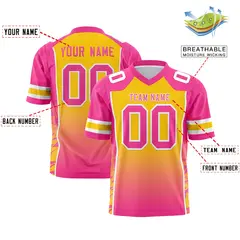 Gold Pink Gradient Side Pattern Authentic Football Jersey 2