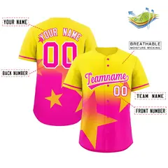 Gold Pink Gradient Star Graffiti Authentic Baseball Jersey 2