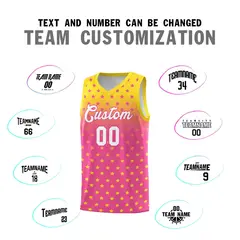 Gold Pink Gradient Star Pattern Basketball Jersey Sets 4