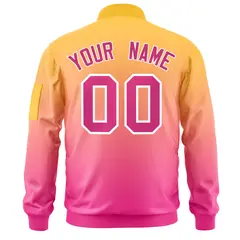 Gold Pink Gradient Varsity Letterman Bomber Jacket 4