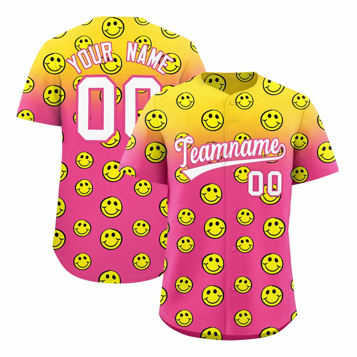 Gold Pink Graffiti Gradient Smile Baseball Jersey