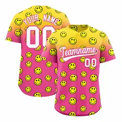 Gold Pink Graffiti Gradient Smile Baseball Jersey
