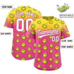Gold Pink Graffiti Gradient Smile Baseball Jersey 2