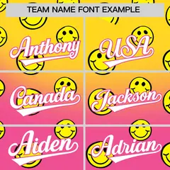 Gold Pink Graffiti Gradient Smile Baseball Jersey 3