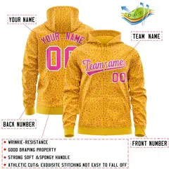 Gold Pink Leopard Print Varsity Letterman Jacket Hoodie 4