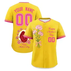 Gold Pink Mother's Day Baseball Jersey 1