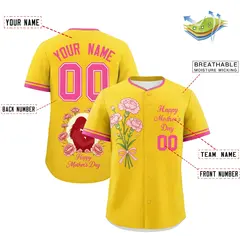 Gold Pink Mother's Day Baseball Jersey 2