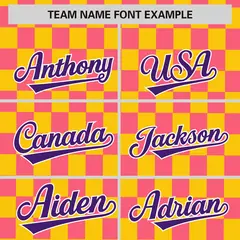 Gold Pink Plaid Fashion Authentic Baseball Jersey 3