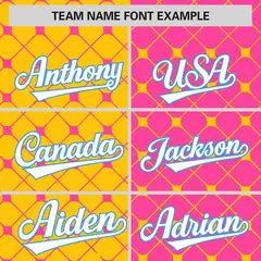 Gold Pink Plaid Split Authentic Baseball Jersey 3