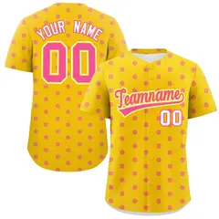 Gold Pink Polka Dot Graffiti Authentic Baseball Jersey 1