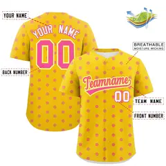 Gold Pink Polka Dot Graffiti Authentic Baseball Jersey 2