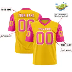 Gold Pink Raglan Sleeves Authentic Football Jersey 2