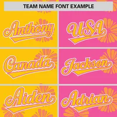 Gold Pink Split Flower Graffiti Authentic Baseball Jersey 3