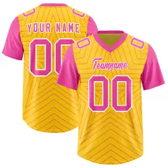 Gold Pink Star Pattern Raglan Sleeves Football Jersey
