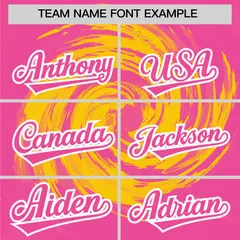 Gold Pink Swirl Graffiti Pattern Authentic Baseball Jersey 3