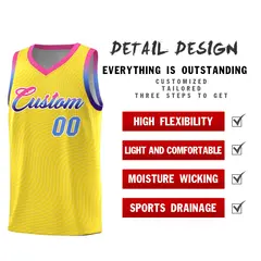 Gold Pink Wave Pattern Sports Uniform Basketball Jersey 2