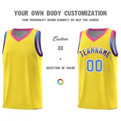 Gold Pink Wave Pattern Sports Uniform Basketball Jersey 3