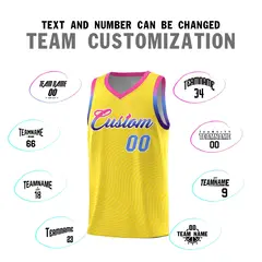 Gold Pink Wave Pattern Sports Uniform Basketball Jersey 4